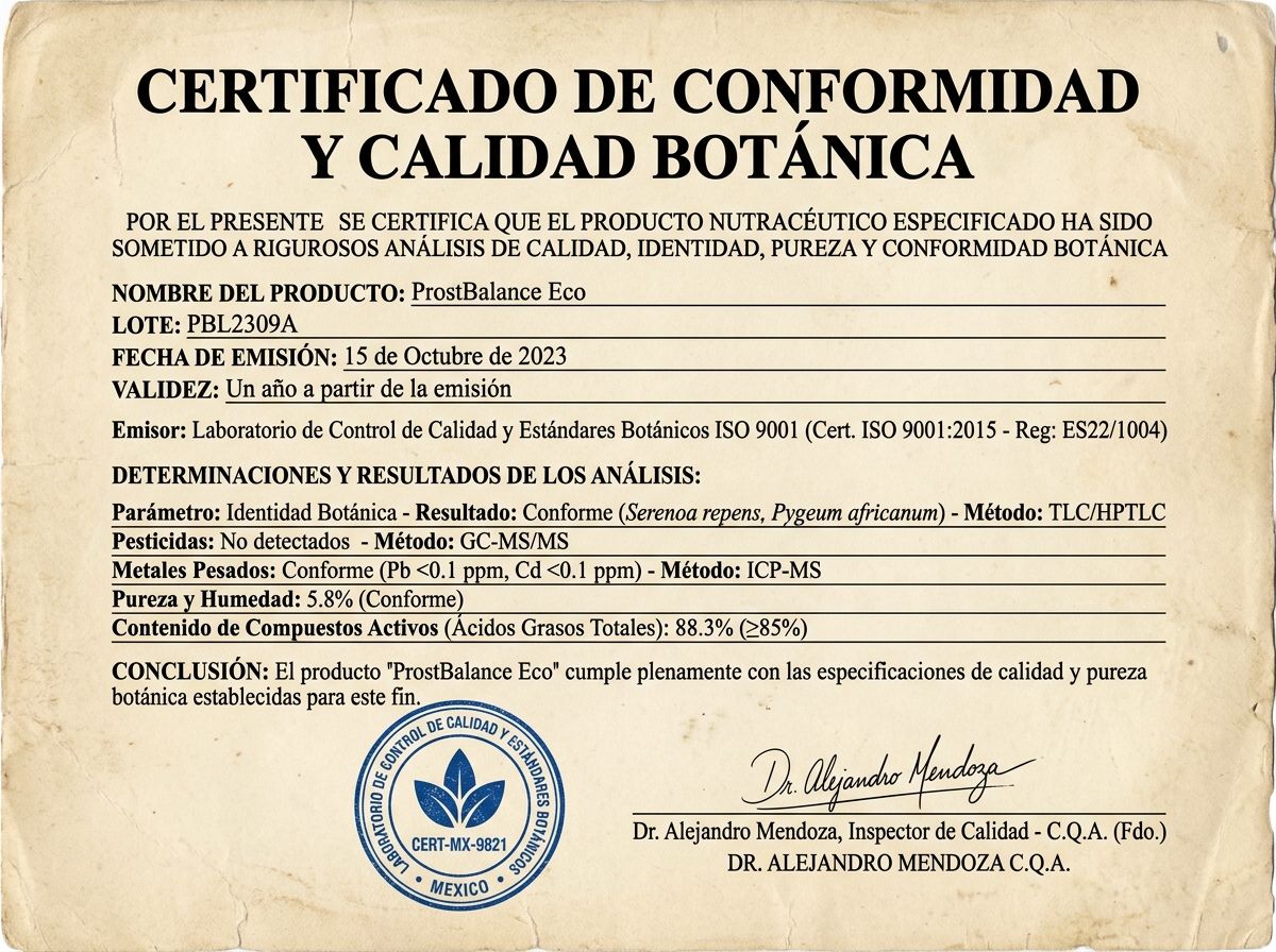 Certificado de Calidad Fitoquímica